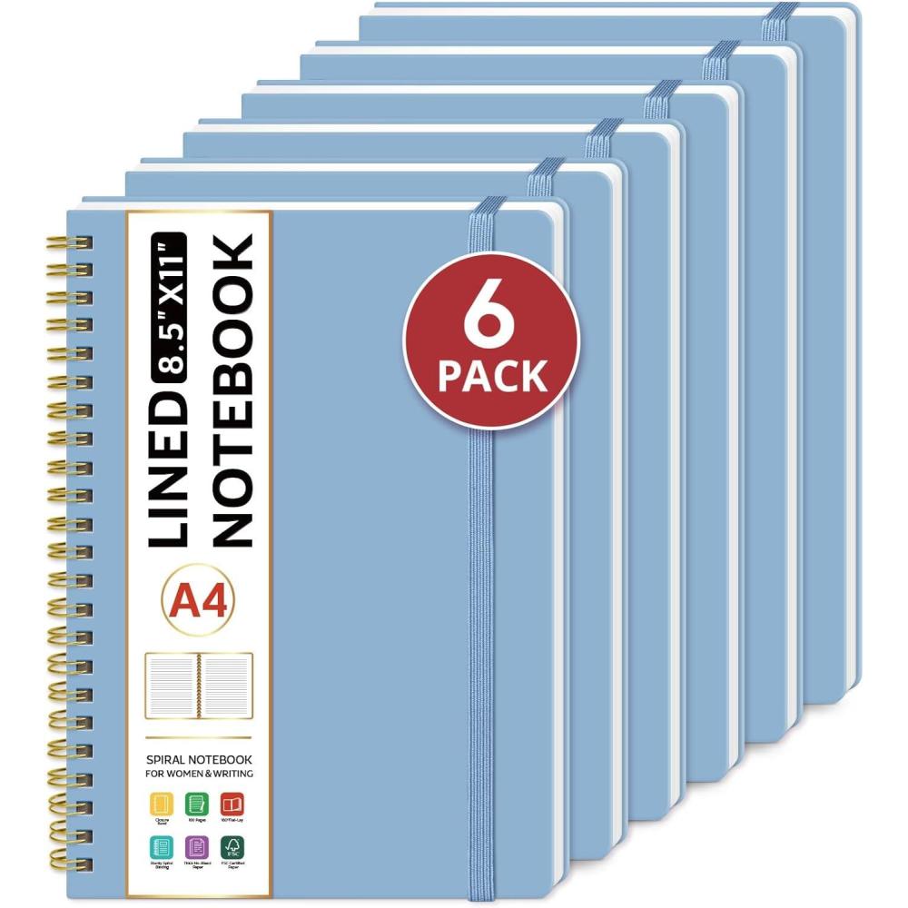 image:imageTaja Spiral Lined Notebook 85x11 Notebooks for Work Large A4 Journal for Women amp Men College Ruled Journaling Notebook for Writing Plastic Cover Spiral Journal PurpleCBlue