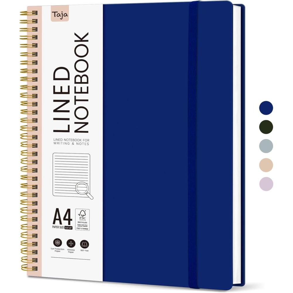 image:imageTaja Spiral Lined Notebook 85x11 Notebooks for Work Large A4 Journal for Women amp Men College Ruled Journaling Notebook for Writing Plastic Cover Spiral Journal PurpleDCobalt