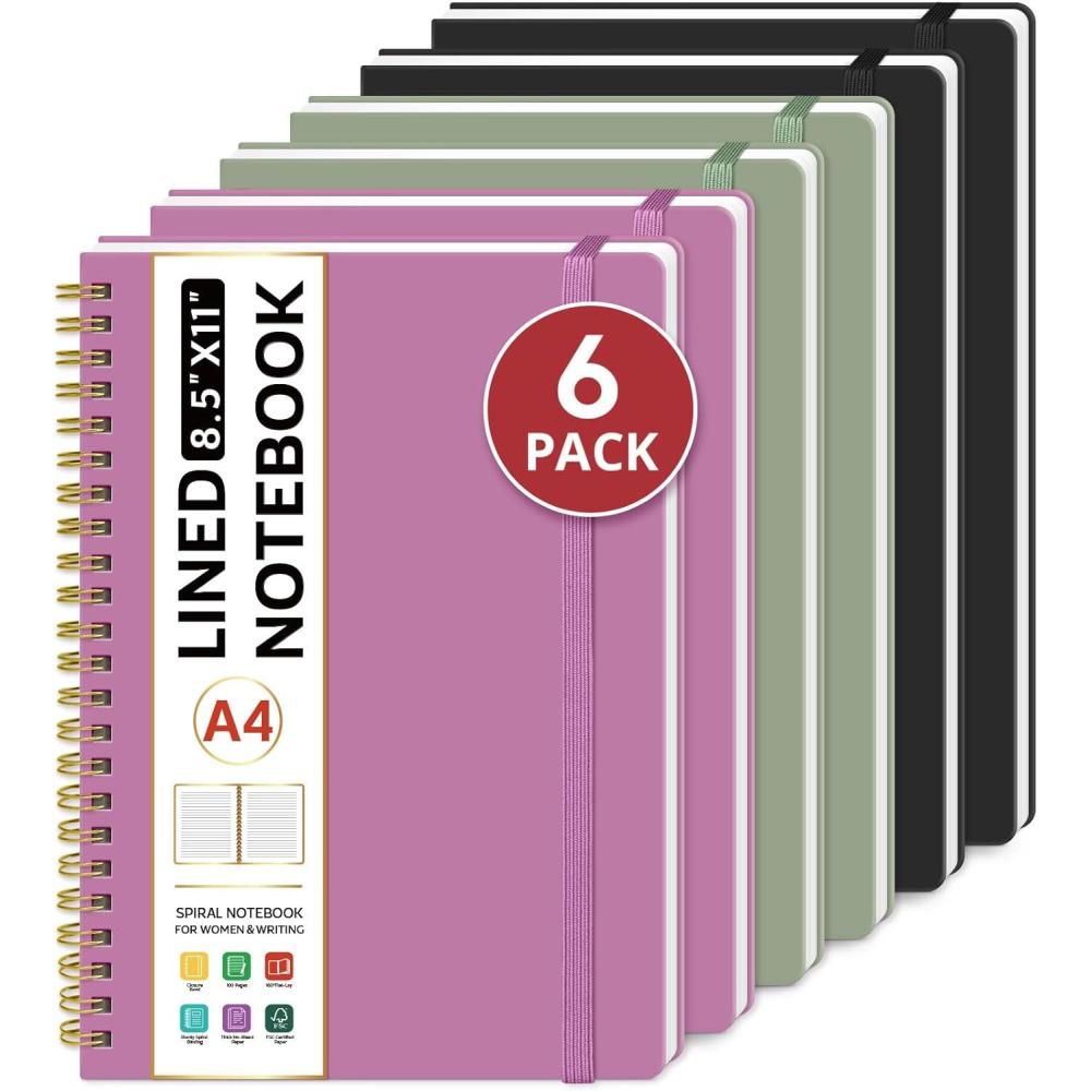 image:imageTaja Spiral Lined Notebook 85x11 Notebooks for Work Large A4 Journal for Women amp Men College Ruled Journaling Notebook for Writing Plastic Cover Spiral Journal PurpleZMulti