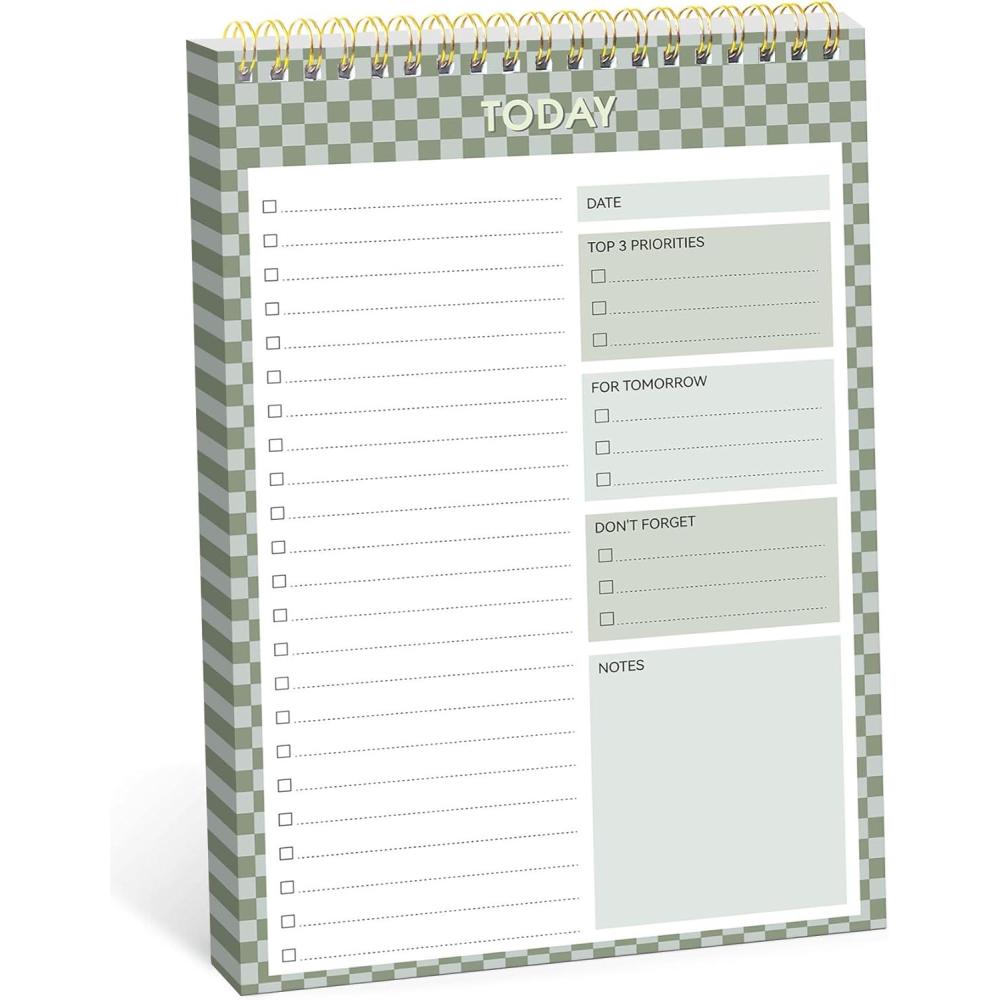 image:imageTaja To Do List Notepad To Do List Notebook for Work with 52 Sheets 98 x 65 Undated Daily Planner Perfect for Daily Tasks and Goal Setting Notepad Suitable for Office Home amp School Greenery SwayjMint Checkered