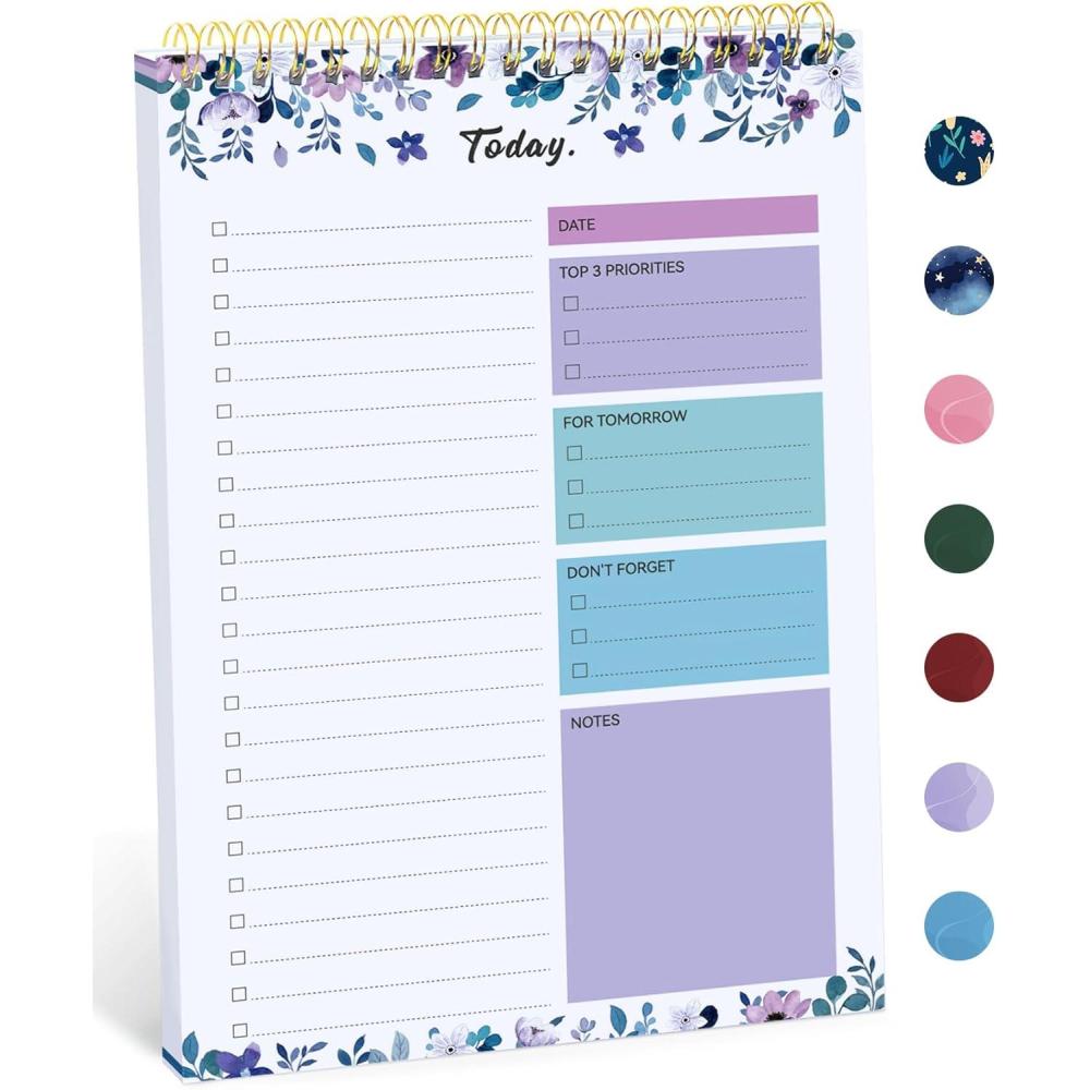 image:imageTaja To Do List Notepad To Do List Notebook for Work with 52 Sheets 98 x 65 Undated Daily Planner Perfect for Daily Tasks and Goal Setting Notepad Suitable for Office Home amp School Greenery SwayfVioletBloom