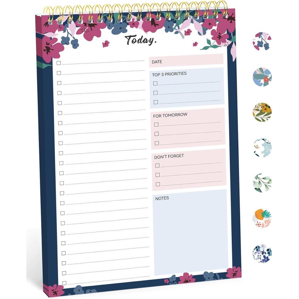 image:imageTaja To Do List Notepad To Do List Notebook for Work with 52 Sheets 98 x 65 Undated Daily Planner Perfect for Daily Tasks and Goal Setting Notepad Suitable for Office Home amp School Greenery SwayiTwilight Petals