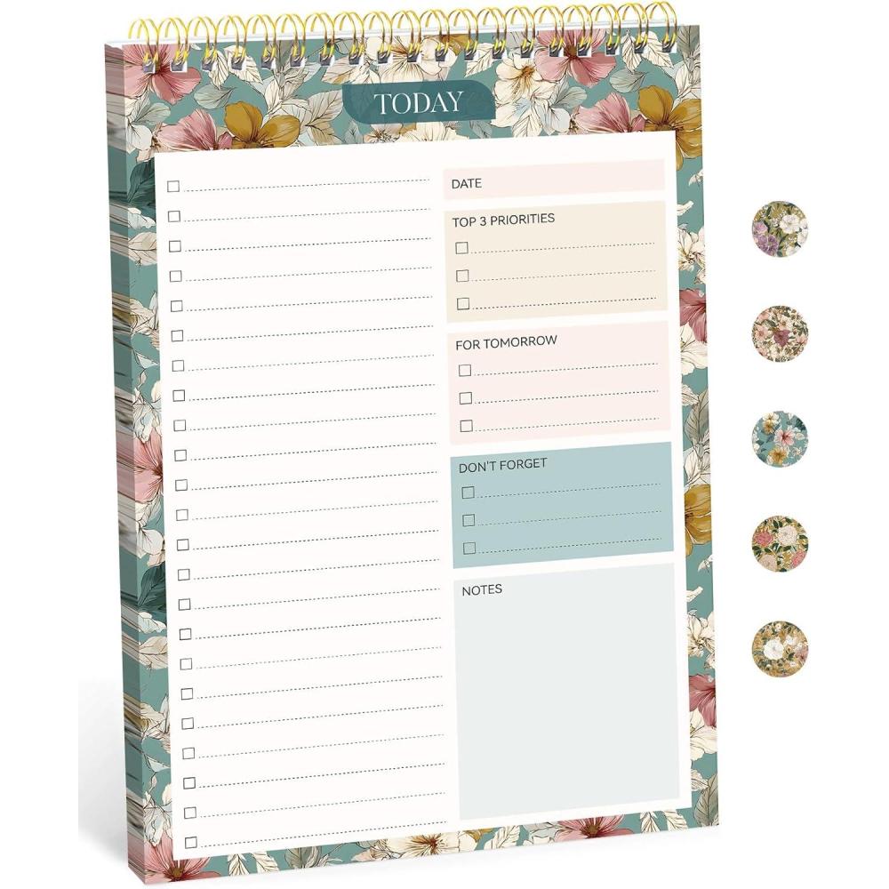 image:imageTaja To Do List Notepad To Do List Notebook for Work with 52 Sheets 98 x 65 Undated Daily Planner Perfect for Daily Tasks and Goal Setting Notepad Suitable for Office Home amp School Greenery SwaynTeal Petals