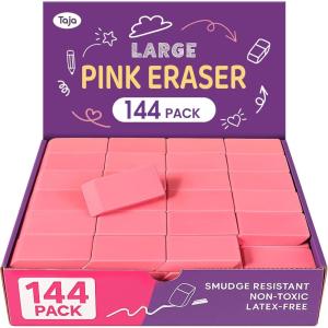 image:image144 Pack Pink Erasers Bulk Large Pencil Erasers for School Classroom Teacher Homeschool and Office SuppliesPink