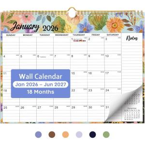 image:imageCalendar 20262027 18Month Wall Calendar from Jan 2026 to Jun 2027 115 x 147 Inch Spiral Hanging Monthly Calendar with TwinWire Botanic WhimsyABotanic Whimsy
