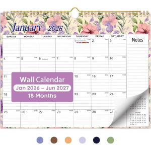 image:imageCalendar 20262027 18Month Wall Calendar from Jan 2026 to Jun 2027 115 x 147 Inch Spiral Hanging Monthly Calendar with TwinWire Botanic WhimsyBVintage Floral