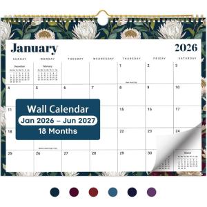 image:imageCalendar 20262027 18Month Wall Calendar from Jan 2026 to Jun 2027 115 x 147 Inch Spiral Hanging Monthly Calendar with TwinWire Botanic WhimsyCFloral Luxe