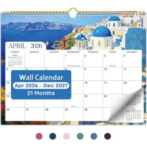 image:imageCalendar 20262027 Monthly Wall Calendar from April 2026 to December 2027 115 x 147 Spiral Binding Hanging Wall Calendar Perfect for Home or OfficeFloralcEuropean Landscape