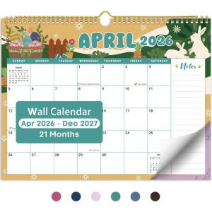 image:imageCalendar 20262027 Monthly Wall Calendar from April 2026 to December 2027 115 x 147 Spiral Binding Hanging Wall Calendar Perfect for Home or OfficeFloraldWatercolor Festival