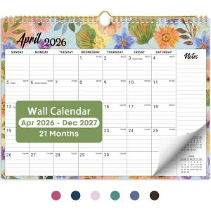image:imageCalendar 20262027 Monthly Wall Calendar from April 2026 to December 2027 115 x 147 Spiral Binding Hanging Wall Calendar Perfect for Home or OfficeFloralbBotanic Whimsy