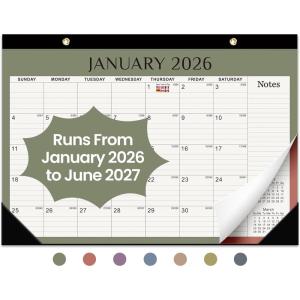 image:imageDesk Calendar 20262027 18Month Calendar Runs from January 2026 to June 2027 17 x 12 Desktop or Wall Calendar Perfect Monthly Calendar Planner for Home Office or School  Boho ColorsdBoho Colors