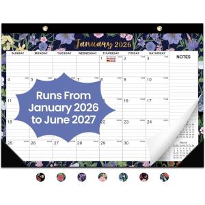 image:imageDesk Calendar 20262027 18Month Calendar Runs from January 2026 to June 2027 17 x 12 Desktop or Wall Calendar Perfect Monthly Calendar Planner for Home Office or School  Boho ColorsaMidnight Garden