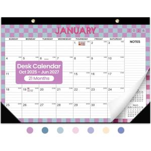image:imageDesk Calendar 20262027 21Month Calendar Runs Until June 2027 Large 17 x 12 Monthly Desktop amp Wall Calendar for Home amp Office  FloralcCheckered