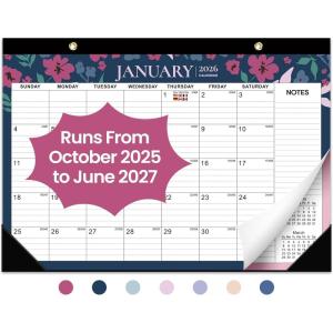 image:imageDesk Calendar 20262027 21Month Calendar Runs Until June 2027 Large 17 x 12 Monthly Desktop amp Wall Calendar for Home amp Office  FloraldTwilight Petals