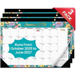 image:imageDesk Calendar 20262027 21Month Calendar Runs Until June 2027 Large 17 x 12 Monthly Desktop amp Wall Calendar for Home amp Office  FloralfFloral3Pack