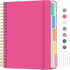 image:imageHardcover Spiral Journal Notebooks for Work With Removable Dividers amp Tabs 85x11 5 Subject Notebook for Note Taking amp Organizer A4 College Ruled Lined Journal for Women amp Writing Green 280 PagesNBerry Pink