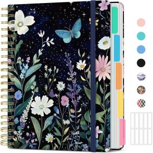 image:imageHardcover Spiral Journal Notebooks for Work With Removable Dividers amp Tabs 85x11 5 Subject Notebook for Note Taking amp Organizer A4 College Ruled Lined Journal for Women amp Writing Green 280 PagesLCelestial Garde