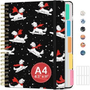 image:imageLarge Spiral Lined Notebooks for Work with Removable Dividers amp Tabs 85x11 Pretty Hardcover 5 Subject Notebook Journal for Women College Ruled Perfect for Study amp Office Organization 280 PagesWildflowersZ  Skate Pup