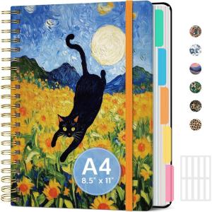 image:imageLarge Spiral Notebook with Dividers amp Tabs 85 x 11 Hardcover 5 Subject Notebook for Work 280 pages College Ruled Cute Journal for Women Perfect for Study amp Office Note Taking GardenQMidnight Stroll