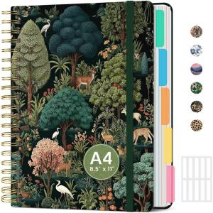 image:imageLarge Spiral Notebook with Dividers amp Tabs 85 x 11 Hardcover 5 Subject Notebook for Work 280 pages College Ruled Cute Journal for Women Perfect for Study amp Office Note Taking GardenHEnchanted Grove