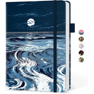 image:imageTaja Aesthetic Lined Journal for Women Pretty 6 x 8 Notebook for Work amp Note with 160 College Ruled Pages Hardcover Leather Notebook for Journaling Note Taking Bible Study Dreamscape HillsOMoonlit Waves