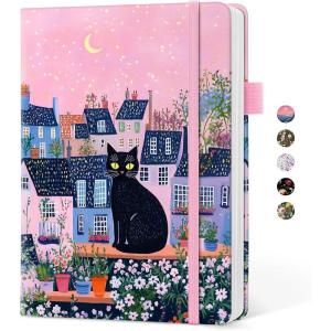 image:imageTaja Aesthetic Lined Journal for Women Pretty 6 x 8 Notebook for Work amp Note with 160 College Ruled Pages Hardcover Leather Notebook for Journaling Note Taking Bible Study Dreamscape HillsVMoonlit Cat