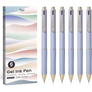 image:imageTaja Gel Pens 6 Pcs Quick Dry Black Gel Ink Pens 05mm Fine Point Smooth Writing Pens for Journaling and Note Taking Cute Aesthetic Pens for Women amp MenBluePurple
