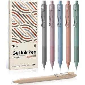 image:imageTaja Gel Pens 6 Pcs Quick Dry Black Gel Ink Pens 05mm Fine Point Smooth Writing Pens for Journaling and Note Taking Cute Aesthetic Pens for Women amp MenBlueMulticolor