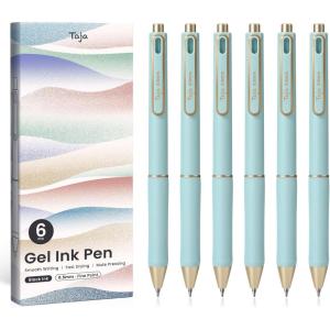 image:imageTaja Gel Pens 6 Pcs Quick Dry Black Gel Ink Pens 05mm Fine Point Smooth Writing Pens for Journaling and Note Taking Cute Aesthetic Pens for Women amp MenBlueBlue