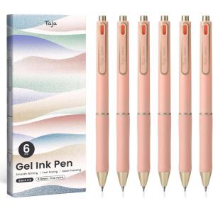 image:imageTaja Gel Pens 6 Pcs Quick Dry Black Gel Ink Pens 05mm Fine Point Smooth Writing Pens for Journaling and Note Taking Cute Aesthetic Pens for Women amp MenBluePink