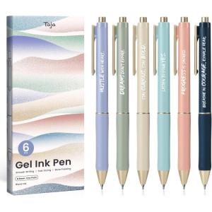 image:imageTaja Gel Pens 6 Pcs Quick Dry Black Gel Ink Pens 05mm Fine Point Smooth Writing Pens for Journaling and Note Taking Cute Aesthetic Pens for Women amp MenBluePastelMotivate