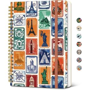 image:imageTaja Lined Spiral Journal Notebook for Women A5 Cute College Ruled Hardcover Notebook for Work amp Note Taking Pretty Journal for Writing 140 Pages Flower GardenbWanderlust Stamps