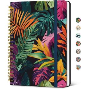 image:imageTaja Lined Spiral Journal Notebook for Women A5 Cute College Ruled Hardcover Notebook for Work amp Note Taking Pretty Journal for Writing 140 Pages Flower GardensTropical Palms