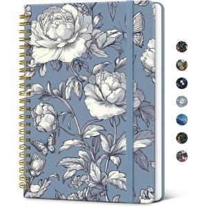 image:imageTaja Lined Spiral Journal Notebook for Women A5 Cute College Ruled Hardcover Notebook for Work amp Note Taking Pretty Journal for Writing 140 Pages Flower GardenmButterfly Peony