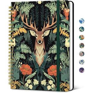 image:imageTaja Lined Spiral Journal Notebook for Women A5 Cute College Ruled Hardcover Notebook for Work amp Note Taking Pretty Journal for Writing 140 Pages Flower GardeneForest Stag