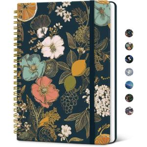 image:imageTaja Lined Spiral Journal Notebook for Women A5 Cute College Ruled Hardcover Notebook for Work amp Note Taking Pretty Journal for Writing 140 Pages Flower GardenrCitrus Bloom