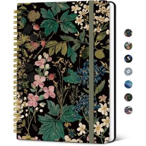 image:imageTaja Lined Spiral Journal Notebook for Women A5 Cute College Ruled Hardcover Notebook for Work amp Note Taking Pretty Journal for Writing 140 Pages Flower GardenrForest Botanica