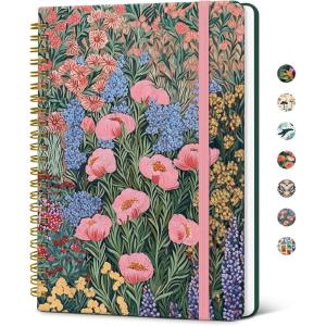 image:imageTaja Lined Spiral Journal Notebook for Women A5 Cute College Ruled Hardcover Notebook for Work amp Note Taking Pretty Journal for Writing 140 Pages Flower GardentBlooming Symphony