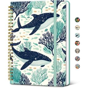 image:imageTaja Lined Spiral Journal Notebook for Women A5 Cute College Ruled Hardcover Notebook for Work amp Note Taking Pretty Journal for Writing 140 Pages Flower GardenoDrifting Whales