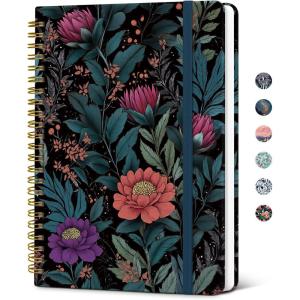 image:imageTaja Lined Spiral Journal Notebook for Women Pretty College Ruled Notebook for Work amp Note Taking A5 Hardcover Journal for Writing Cute Aesthetic 140 Pages ButterflyOVelvet Botanicals
