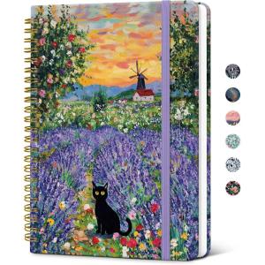 image:imageTaja Lined Spiral Journal Notebook for Women Pretty College Ruled Notebook for Work amp Note Taking A5 Hardcover Journal for Writing Cute Aesthetic 140 Pages ButterflyWLavender Dusk