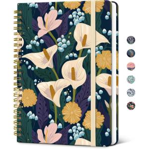 image:imageTaja Lined Spiral Journal Notebook for Women Pretty College Ruled Notebook for Work amp Note Taking A5 Hardcover Journal for Writing Cute Aesthetic 140 Pages ButterflyKMidnight Calla