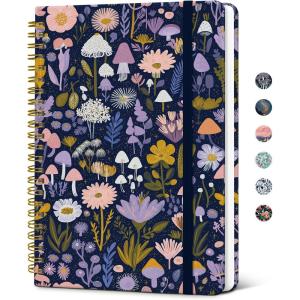 image:imageTaja Lined Spiral Journal Notebook for Women Pretty College Ruled Notebook for Work amp Note Taking A5 Hardcover Journal for Writing Cute Aesthetic 140 Pages ButterflyEMushroom Garden