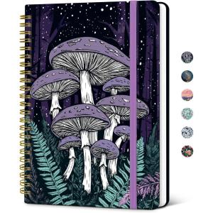 image:imageTaja Lined Spiral Journal Notebook for Women Pretty College Ruled Notebook for Work amp Note Taking A5 Hardcover Journal for Writing Cute Aesthetic 140 Pages ButterflyFEnchanted Fungi