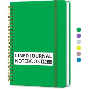 image:imageTaja Lined Spiral Journal Notebook for Women amp Men 140 Pages College Ruled Hardcover Notebook for Work amp Note Taking Journals for Writing A557 x 79  GreenJRacing Green