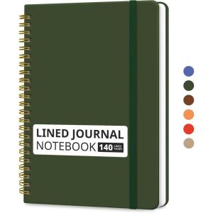 image:imageTaja Lined Spiral Journal Notebook for Women amp Men 140 Pages College Ruled Hardcover Notebook for Work amp Note Taking Journals for Writing A557 x 79  GreenHDark Olive Green