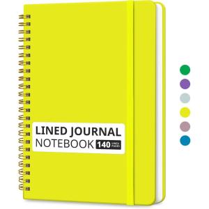 image:imageTaja Lined Spiral Journal Notebook for Women amp Men 140 Pages College Ruled Hardcover Notebook for Work amp Note Taking Journals for Writing A557 x 79  GreenPLemon Yellow