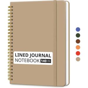 image:imageTaja Lined Spiral Journal Notebook for Women amp Men 140 Pages College Ruled Hardcover Notebook for Work amp Note Taking Journals for Writing A557 x 79  GreenSOat Brown