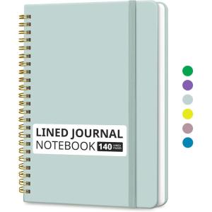 image:imageTaja Lined Spiral Journal Notebook for Women amp Men 140 Pages College Ruled Hardcover Notebook for Work amp Note Taking Journals for Writing A557 x 79  GreenRDusty Blue