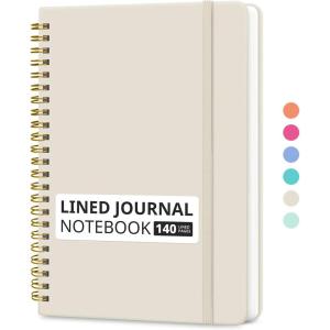 image:imageTaja Lined Spiral Journal Notebook for Women amp Men 140 Pages College Ruled Hardcover Notebook for Work amp Note Taking Journals for Writing A557 x 79  GreenLBeige